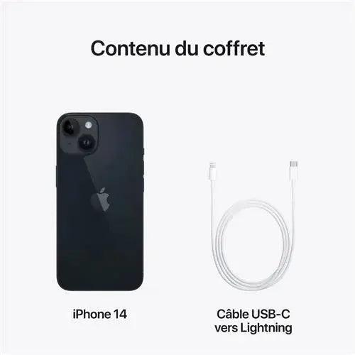 Apple iPhone 14 6.1" 5G Double SIM 128 Go Noir minuit - STORE COMMERCE