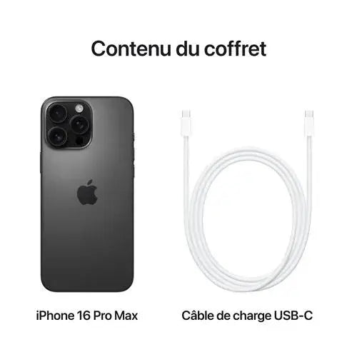 Apple iPhone 16 Pro Max 6,9" 5G 256 Go Double SIM Noir Titane - STORE COMMERCE